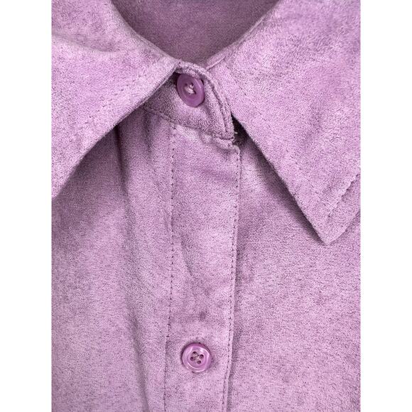 New York & Company (NY & Co) Vintage Lilac Suede-Look Button Down Shirt Sz XL - Picture 3 of 8